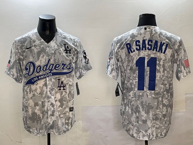 Men Los Angeles Dodgers 11 R.Sasaki Camo Jointly Name Game 2025 Nike MLB Jersey style 3